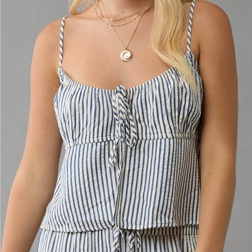 American Eagle Outfitters Green and White Striped Camisole tank top
